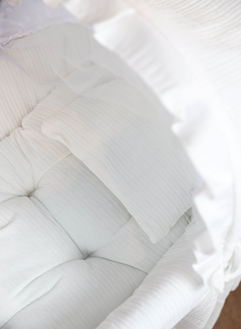 لحظة مرح مهد سلة موسى لون ابيض مع حامل خشبي قابل للطي - Image 3