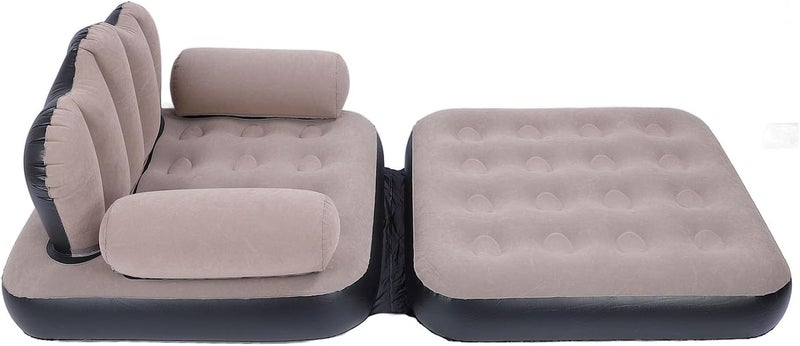 Inflatable Sofa Bed Thickened Flocked Blow Up Couch Mattress for Home Camping Coffee Color 70.08 X 25.20in - Image 4