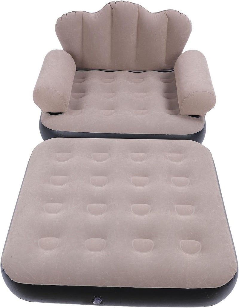 Inflatable Sofa Bed Thickened Flocked Blow Up Couch Mattress for Home Camping Coffee Color 70.08 X 25.20in - Image 3