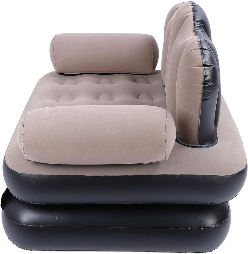 Inflatable Sofa Bed Thickened Flocked Blow Up Couch Mattress for Home Camping Coffee Color 70.08 X 25.20in - Image 5
