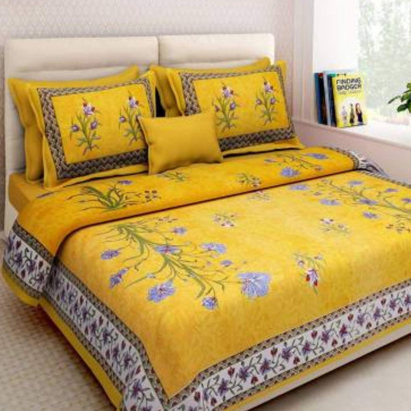 SHILPIIMPEX 100% Jaipuri Cotton Combo Set of 4 Double Bedsheet with 8 Pillow Covers(Multicolor,printed and floral) - Image 2