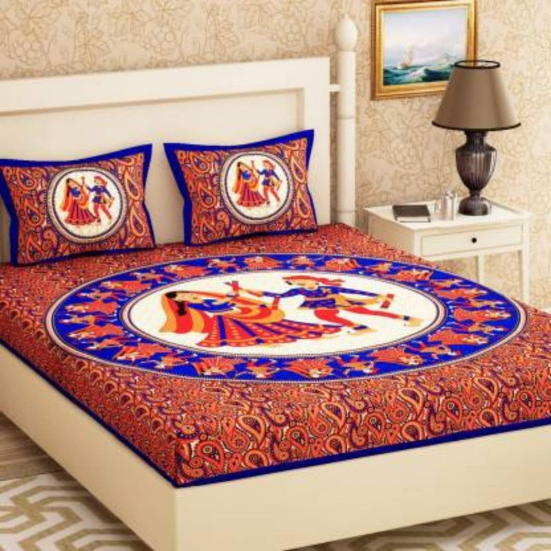 SHILPIIMPEX 100% Jaipuri Cotton Combo Set of 4 Double Bedsheet with 8 Pillow Covers(Multicolor,printed and floral) - Image 4