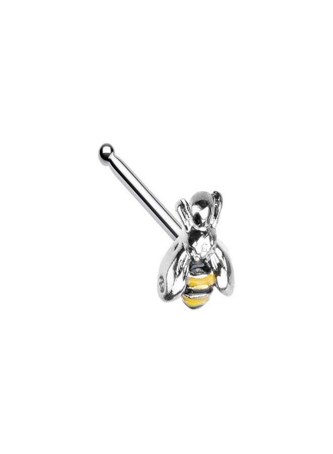 Pierced Owl 20G Stainless Steel Bumble Bee Nose Bone Stud - Image 1