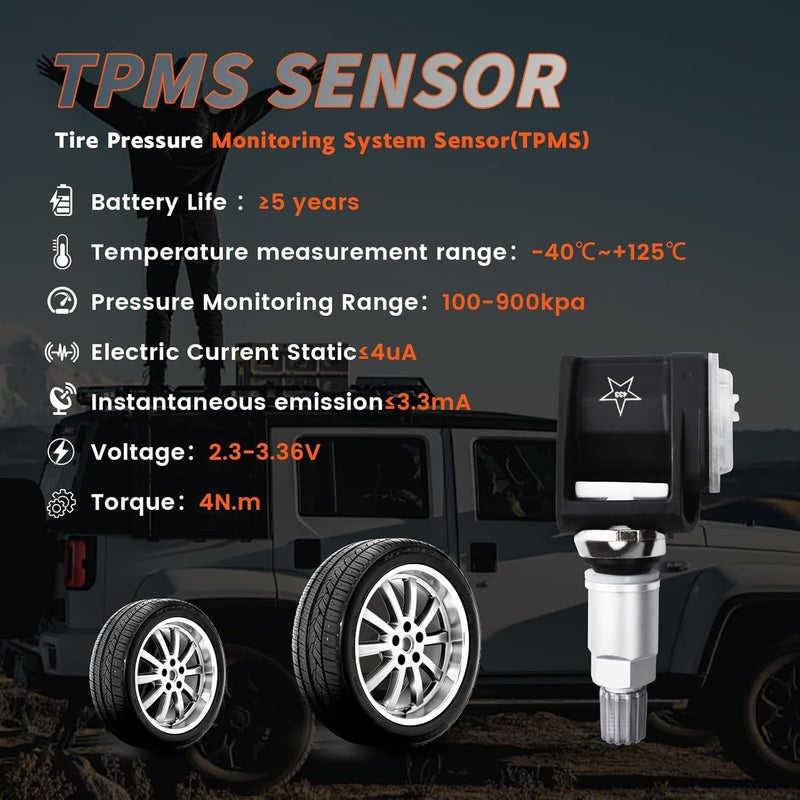 مجموعة من 4 مستشعرات TPMS لمراقبة ضغط الإطارات 433MHz متوافقة مع BMW 530i 540i 750i 840i 740i 840i بديل لـ # 36106872774 - Image 2
