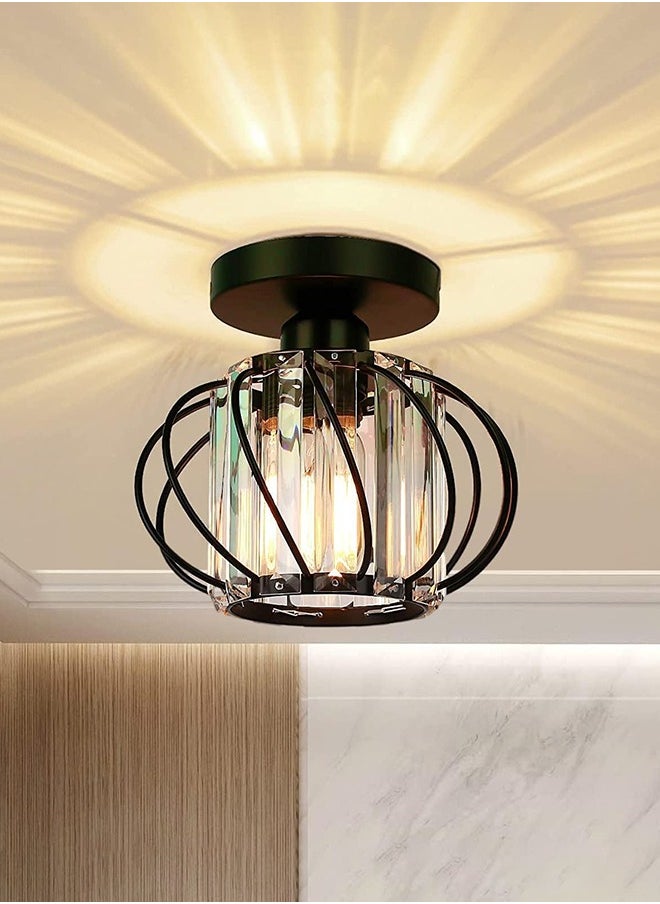 Garlo Modern Crystal Ceiling Light Fixture- Industrial Mini Semi Flush Mount Ceiling Lighting LED Crystal Chandeliers Fitting for Kitchen Hallway Dining Rooms Living Room  - Image 1