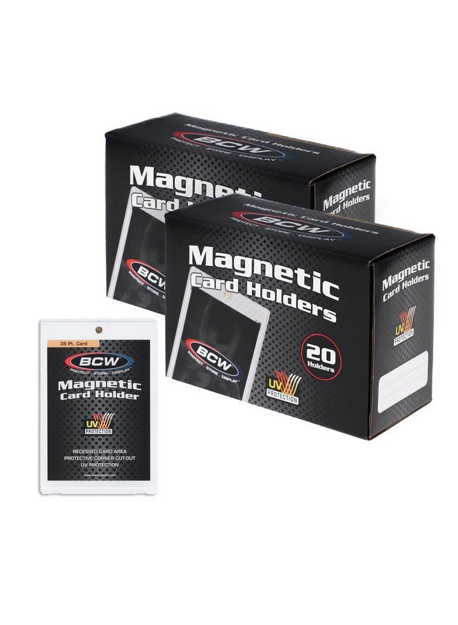 BCW 35 Pt Magnetic Card Holder - 40 Pack | 2-Piece Design With Gold Magnet For Trading Cards | Durable Protective Card Case With Recessed Arrowhead Corners | Magnetic Card Holders For Trading Cards - Image 1