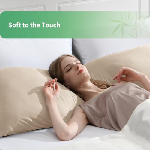 Parkdeny Body Pillowcase, Cooling Viscose from Bamboo Pillow Cover with Zipper Closure, Soft Moisture-Wicking for Hot Sleepers, Hair and Skin-Friendly, Light Khaki, 1 Pack - Image 3