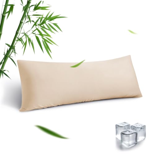 Parkdeny Body Pillowcase, Cooling Viscose from Bamboo Pillow Cover with Zipper Closure, Soft Moisture-Wicking for Hot Sleepers, Hair and Skin-Friendly, Light Khaki, 1 Pack - Image 1