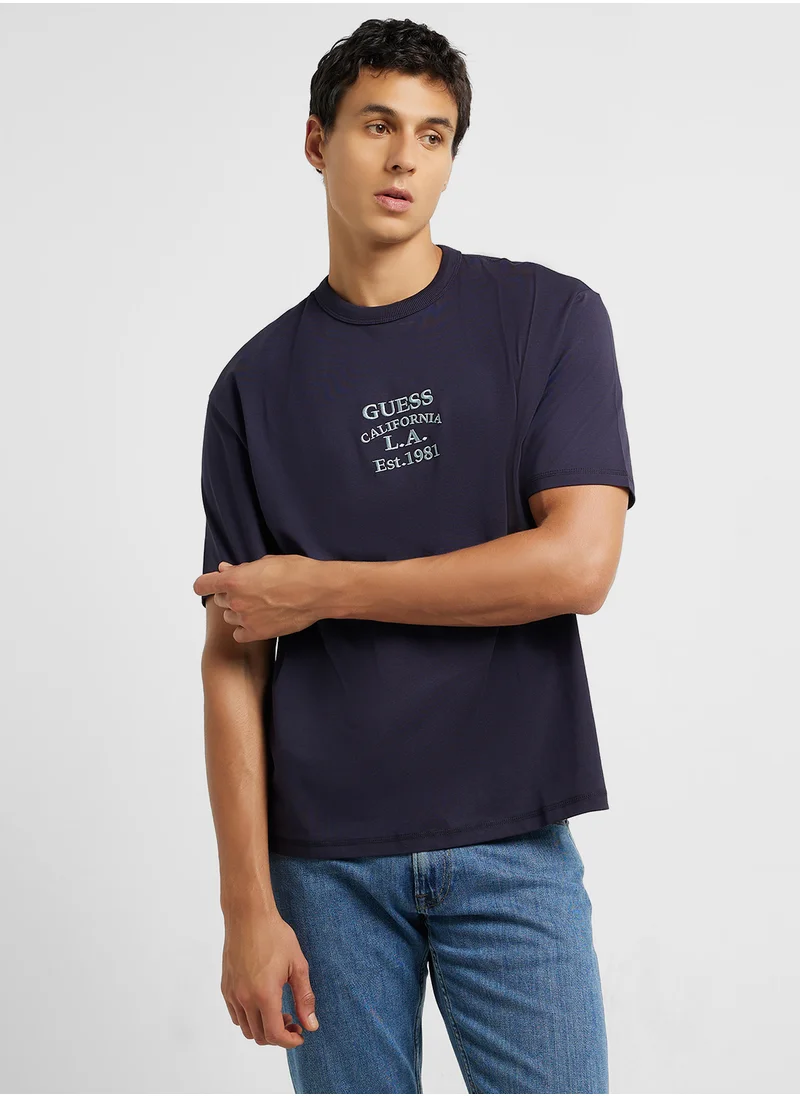 جس Printed Short Sleeve Crew Neck T-Shirt