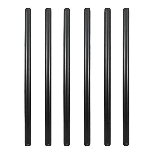 GeilSpace 6 Pack 1/2" × 18" Pre-Cut Black Metal Pipe, Industrial Steel Fits Standard Half Inch Black Threaded Pipes and Fittings - Vintage DIY Industrial Shelving (1/2" × 18") - Image 1