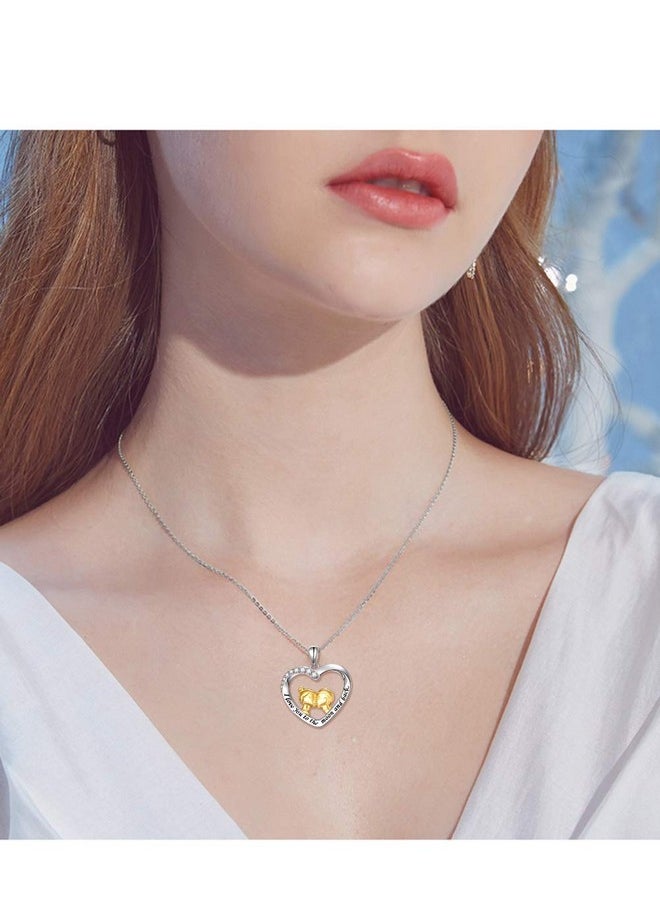 DAOCHONG Sterling Silver Love Heart Couple Pendant Necklace For Women Wife Girlfriend (C)  - Image 2