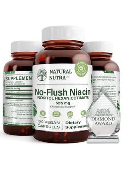 Natural Nutra No Flush Niacin Vitamin B3 Supplement Inositol Hex Nicotinate Niacinate Triglyceride Levels Skin Formation Maintain Diabetes 525 Mg 100 Capsules  - Image 2