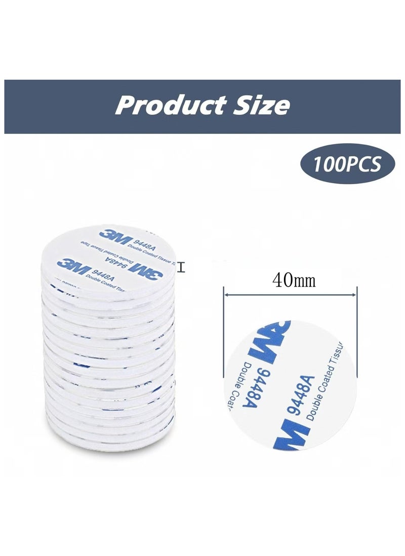 3M - 100PCS Round Double Sided Foam Tape Strong Pad, Diameter 40mm Super-Sticky Adhesive Mounting Suitable for Walls and Door, Wood, Metals, Glasses, Papers,Plastics,Fabrics - White - Image 1