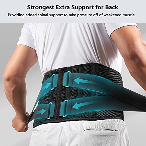 FREETOO Air Mesh Back Brace for Men Women Lower Back Pain Relief with 7 Stays, Adjustable Back Support Belt for Work, Anti-skid Lumbar Support for Sciatica Scoliosis (L(waist:44''-53''), Black) - Image 3