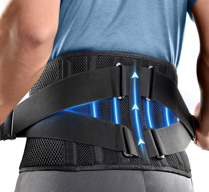 FREETOO Air Mesh Back Brace for Men Women Lower Back Pain Relief with 7 Stays, Adjustable Back Support Belt for Work, Anti-skid Lumbar Support for Sciatica Scoliosis (L(waist:44''-53''), Black) - Image 1