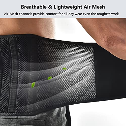 FREETOO Air Mesh Back Brace for Men Women Lower Back Pain Relief with 7 Stays, Adjustable Back Support Belt for Work, Anti-skid Lumbar Support for Sciatica Scoliosis (L(waist:44''-53''), Black) - Image 4