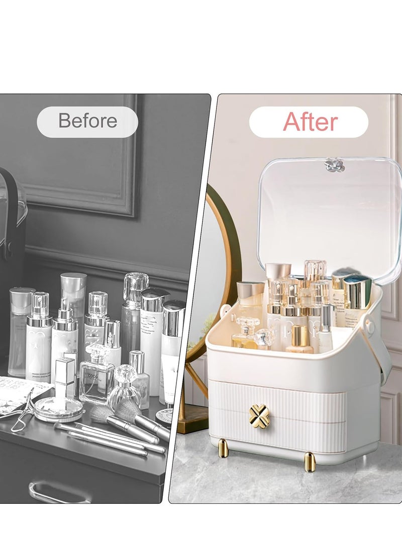 Excefore Makeup Organizer With Cover, Portable Makeup Holder, Cosmetic Accessories Holder, Makeup Storage With Handle, Dustproof Cosmetic Box,  Neat Tidy Beauty Box, High-Capacity Makeup Holder - Image 5