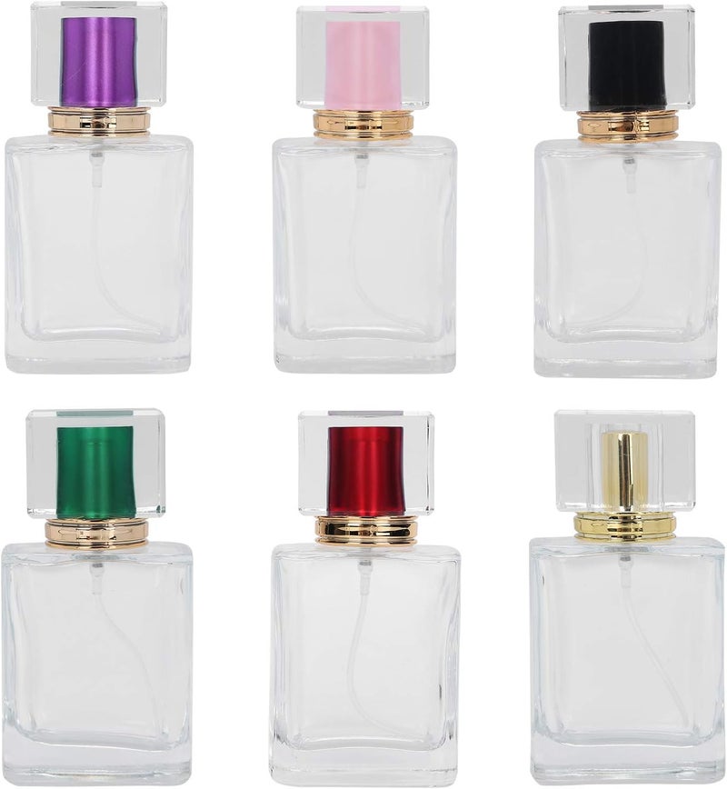 Sonew 6PCS 50ml Glass Empty Bottle, Refillable Perfume Bottle Spray Bottle Perfume Atomizer Dispenser, Simple Design Empty Spray Bottles for Perfume for Home Travel and Salon Use