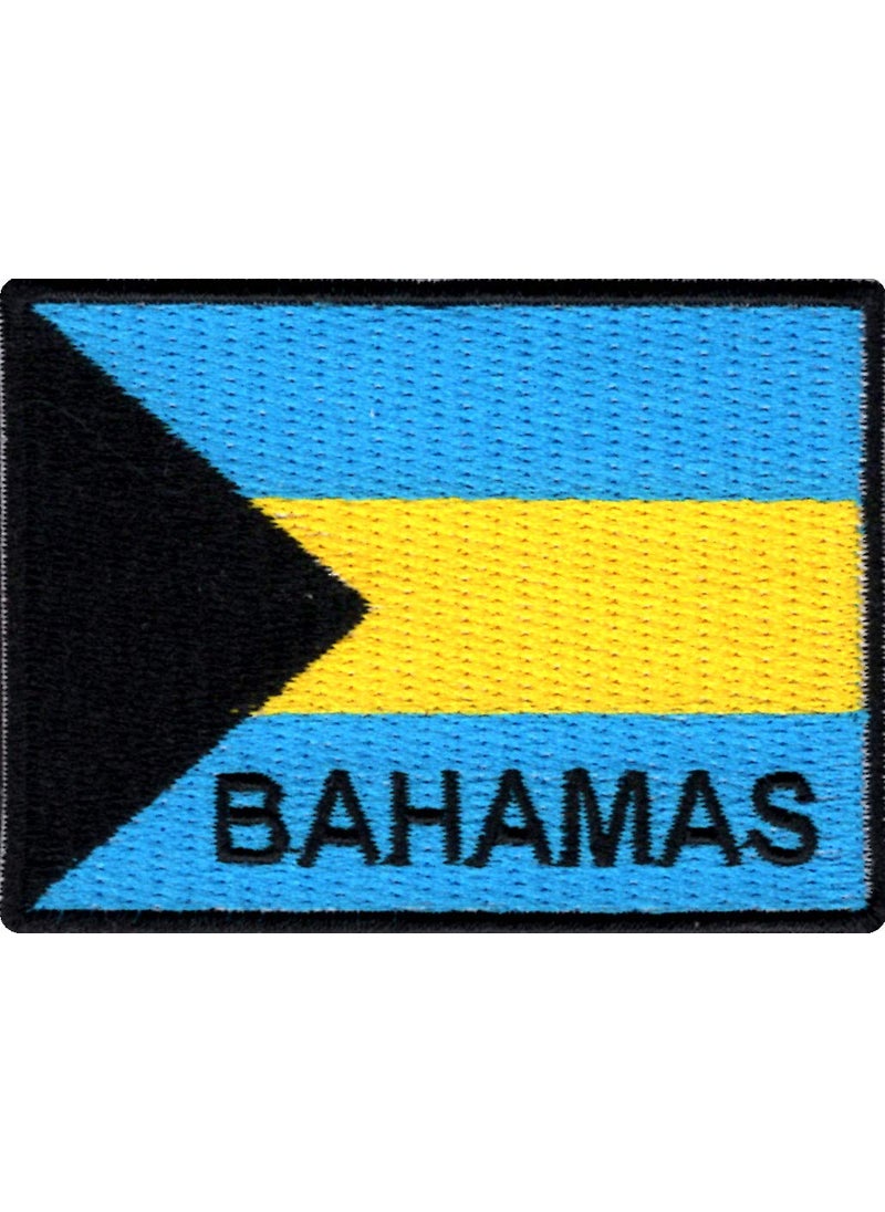 Artist Unknown - Bahamas Flag Applique Embroidered Sweing Patch Suitable for Jackets, Bags, T-Shirts, Jeans, Pants, Outdoor Clothing ; Size: 7cm x 5cm ; Imported from Malaysia (1 Piece) - Image 1