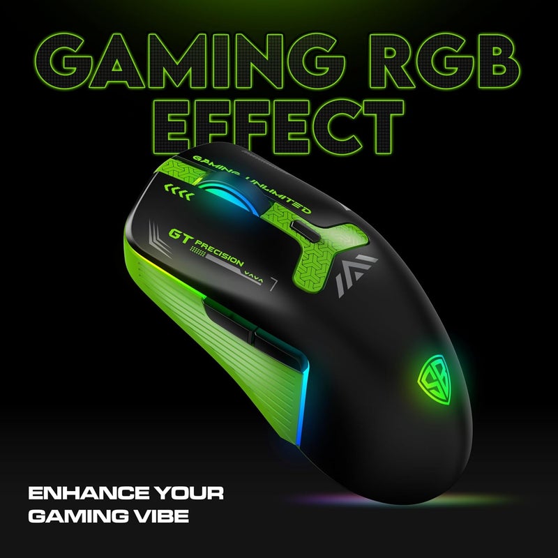 SpinBot ماوس الألعاب اللاسلكي Clutch GT500 بدقة 4800 DPI | تعددية بلوتوث مزدوجة و 2.4GHz | وزن 68 جرام مع تصميم مريح للغاية | بطارية تدوم 42 ساعة | تأثير تنفس قوس قزح - Image 5