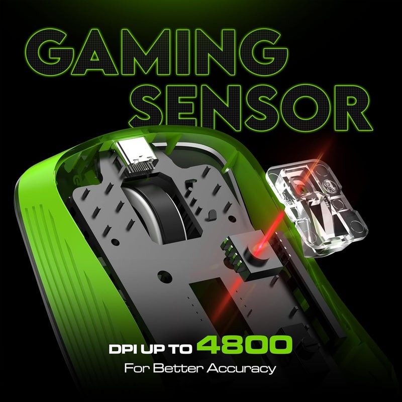 SpinBot ماوس الألعاب اللاسلكي Clutch GT500 بدقة 4800 DPI | تعددية بلوتوث مزدوجة و 2.4GHz | وزن 68 جرام مع تصميم مريح للغاية | بطارية تدوم 42 ساعة | تأثير تنفس قوس قزح - Image 4