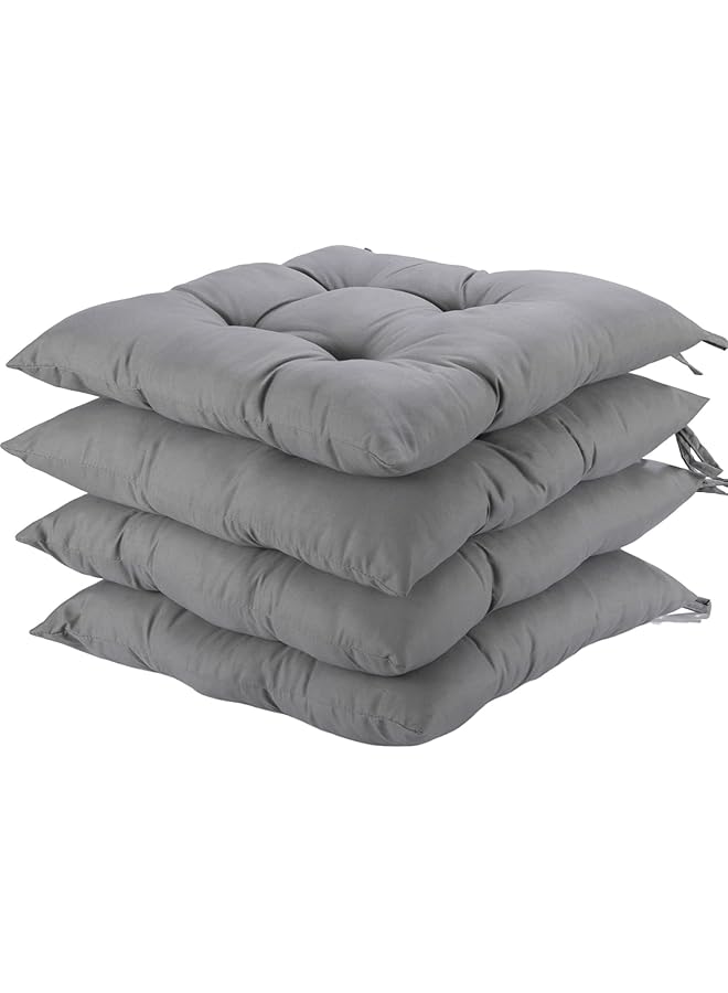 إيروريكس وسائد مقاعد كراسي الطعام مع أحزمة وسائد الكراسي وسادة مقعد 40×40 سم رمادي مجموعة من 4 قطع رمادي - Image 1