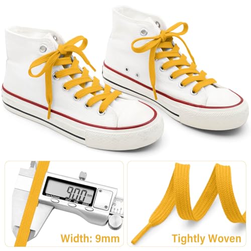 DELELE Solid Flat Shoe Laces: Hollow Thick Orange Yellow Shoelaces for Sneakers 2 Pair 55 inch - Image 3