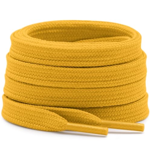DELELE Solid Flat Shoe Laces: Hollow Thick Orange Yellow Shoelaces for Sneakers 2 Pair 55 inch - Image 1
