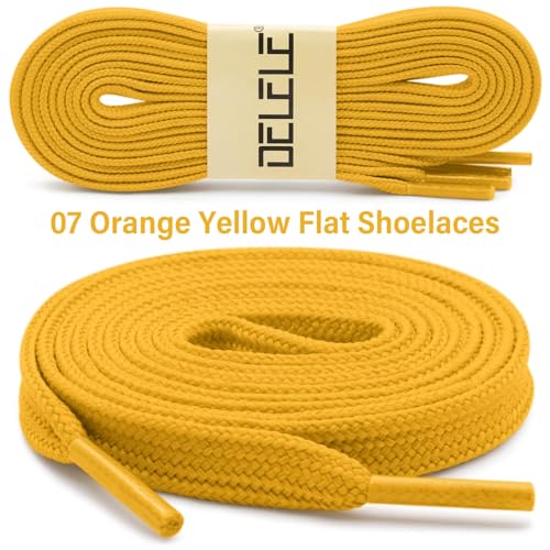 DELELE Solid Flat Shoe Laces: Hollow Thick Orange Yellow Shoelaces for Sneakers 2 Pair 55 inch - Image 2