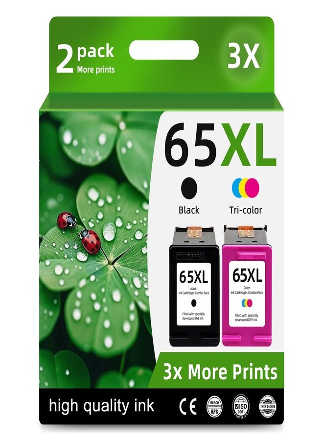 خرطوشة حبر بديلة متوافقة 65XL لطابعات HP Ink 65 XL (عبوة سوداء وملونة) لطابعات HP65 5055 5000 5052 5010 5070 5014 3755 3700 3772 2600 3752 2652 2655 2622 2640 (أسود/ثلاثي الألوان) - Image 1