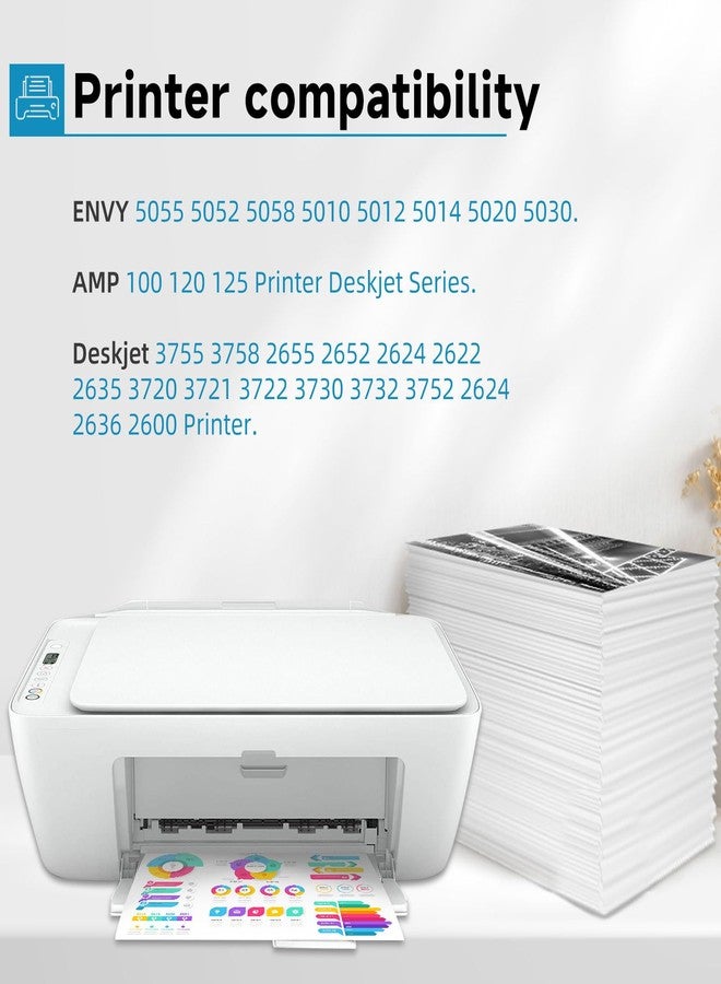خرطوشة حبر بديلة متوافقة 65XL لطابعات HP Ink 65 XL (عبوة سوداء وملونة) لطابعات HP65 5055 5000 5052 5010 5070 5014 3755 3700 3772 2600 3752 2652 2655 2622 2640 (أسود/ثلاثي الألوان) - Image 2