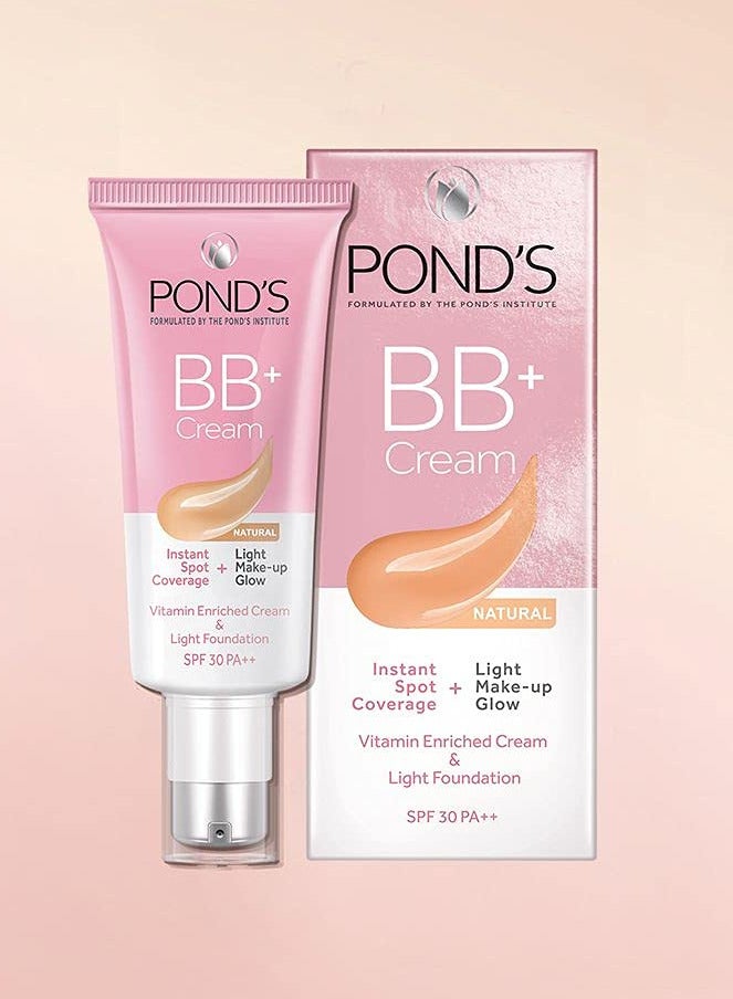 بوندس كريم BB+، تغطية فورية للبقع + توهج مكياج خفيف، طبيعي 30 جم - Image 2