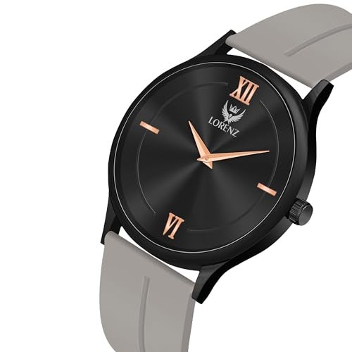 LORENZ Silicone Slim Case Analog Watch with Grey Magnetic Lock Strap|Watch for Men & Women| Mk-4074R - Image 3