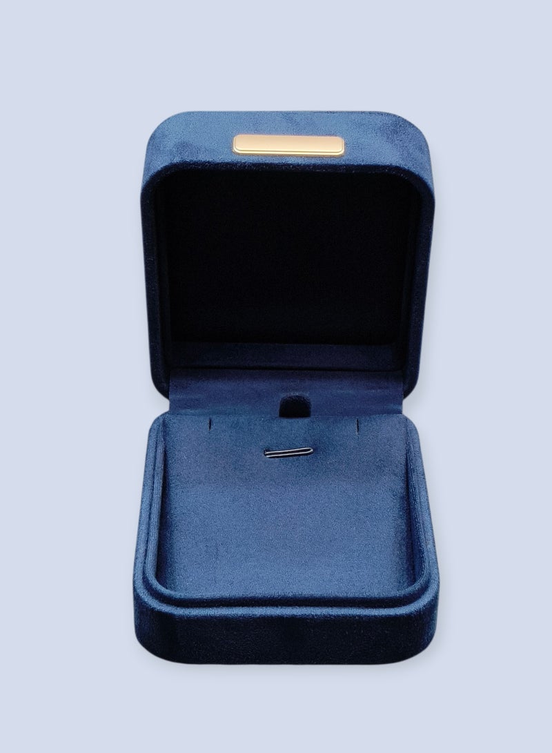 Al Seraj Luxury Blue Suede Earring & Pendant Jewellery Box | Premium Soft Interior & Exterior Jewelry Box for Earrings & Chain Necklace | Engagement, Wedding & Gift Display Case - Image 1