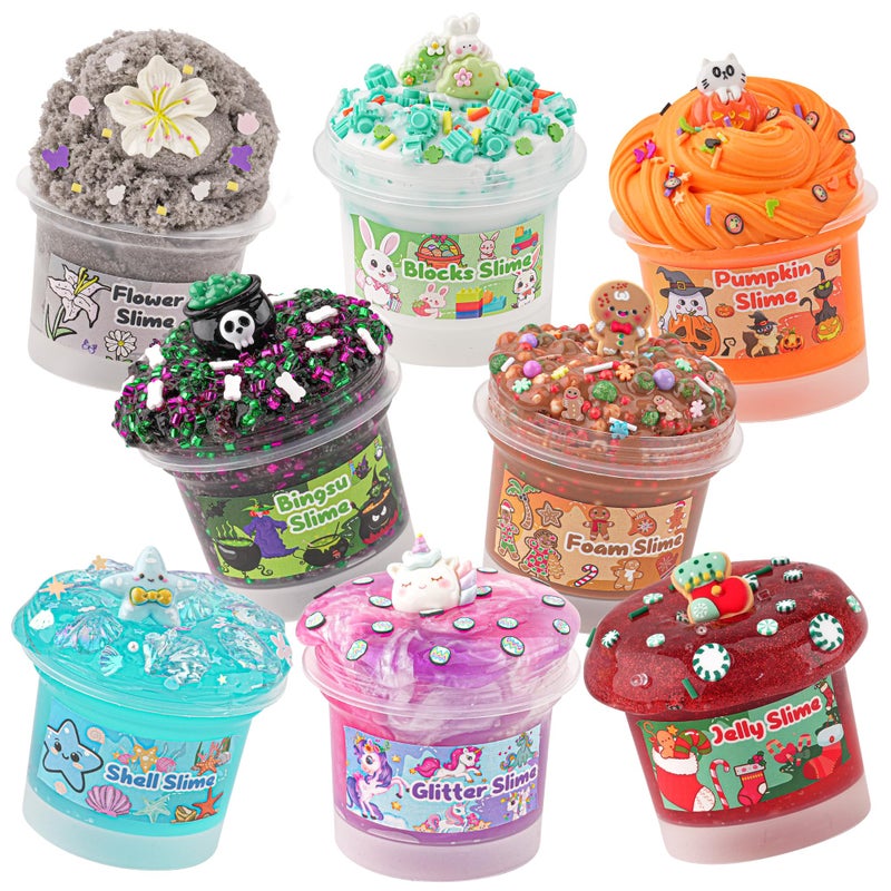 Okaybee 8 x 100ml Textures Slimes Kit for Kids Slime Variety Pack Different Textures with Bingsu Water Cloud Butter Slime Slimes Party Favors for Girls Boys Birthday Easter - Image 2