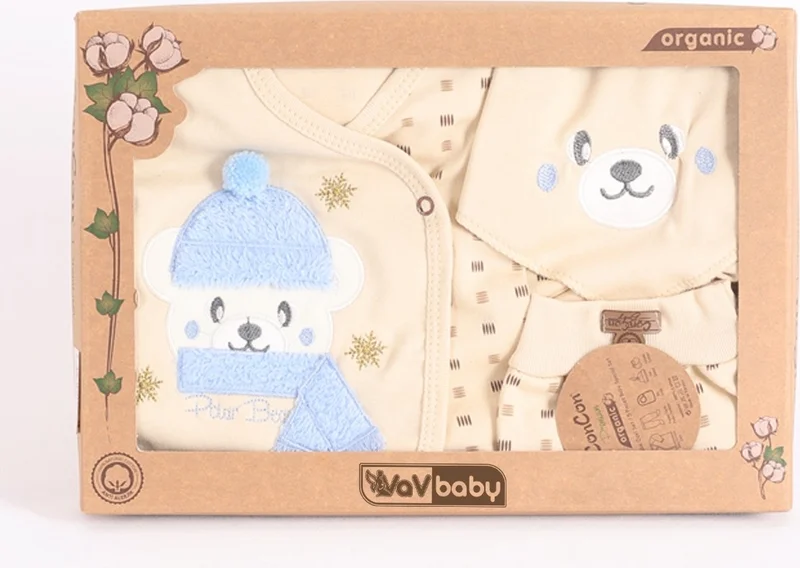 Vav Baby Vavbaby Organic Hospital Delivery 5-Pack Polar Bear Blue