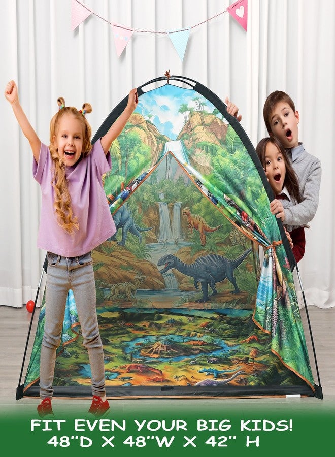 LimitlessFunN Dinosaur Kids Play Tent | Includes Star Lights & Carrying Case |, Children Dome Playhouse for Boys, Toddlers, Indoor & Outdoor, 48" D x 48" W x 42" H - Image 2