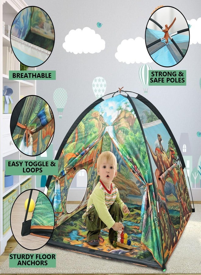LimitlessFunN Dinosaur Kids Play Tent | Includes Star Lights & Carrying Case |, Children Dome Playhouse for Boys, Toddlers, Indoor & Outdoor, 48" D x 48" W x 42" H - Image 4