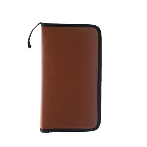 AOWIS PU Leather CDDVD Case 80 Capacity Portable DVDVCD Storage Tray with Zipper Closure Saves Space in Cars and Homes Brown - Image 1