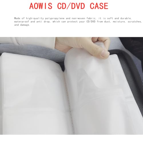 AOWIS PU Leather CDDVD Case 80 Capacity Portable DVDVCD Storage Tray with Zipper Closure Saves Space in Cars and Homes Brown - Image 3