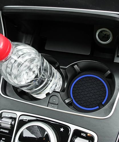 SCUARI 4PCS Car Coasters,Car Cup Coasters,Car Coasters for Cup Holders,Car Accessories Car Cup Holder Coaster,2.75 Inch No-Slip Anti Dust mats Cup Holder Insert Coaster,Fits Vehicles (Black&Blue) - Image 5