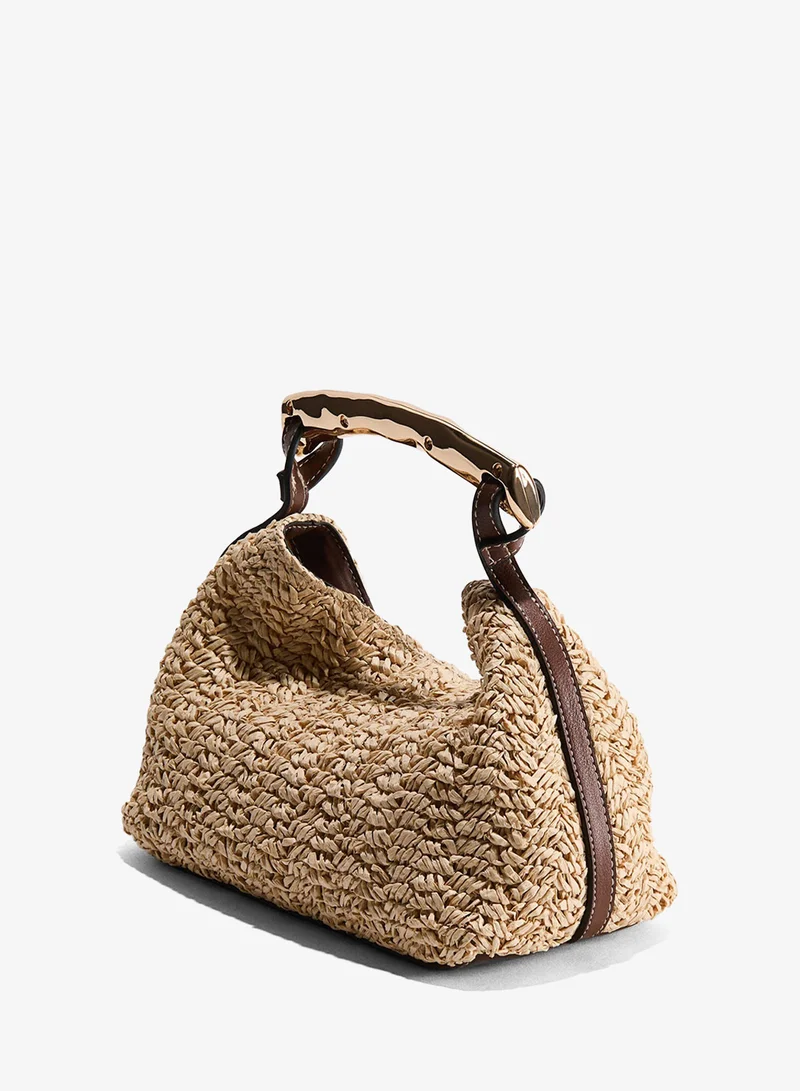Metal-handle handbag