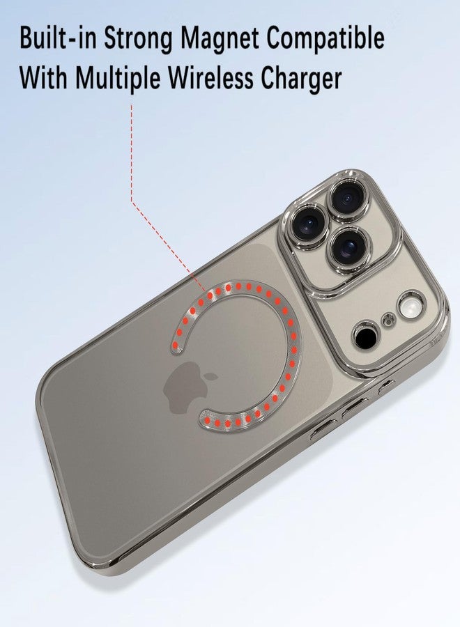 OOK Magnetic Case Made for iPhone 17 Pro 6.3 Inch [Compatible with MagSafe] Soft TPU Anti-Scratch Shockproof Protective Phone Cover Slim Clear Case for Women Men - Natural Titanium - Image 2