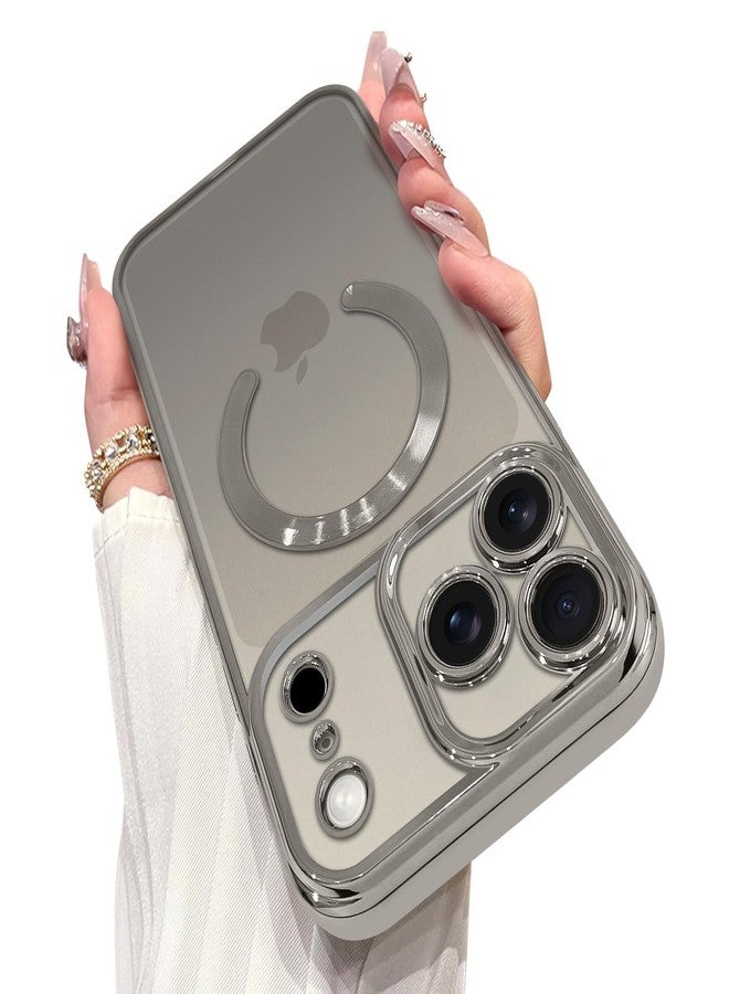 OOK Magnetic Case Made for iPhone 17 Pro 6.3 Inch [Compatible with MagSafe] Soft TPU Anti-Scratch Shockproof Protective Phone Cover Slim Clear Case for Women Men - Natural Titanium - Image 1