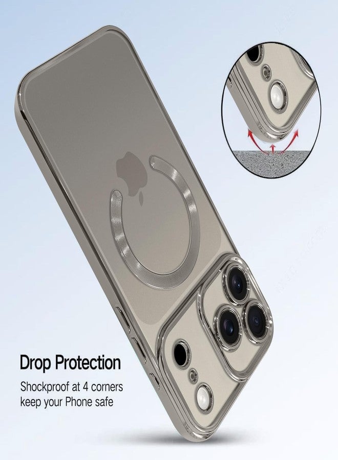 OOK Magnetic Case Made for iPhone 17 Pro 6.3 Inch [Compatible with MagSafe] Soft TPU Anti-Scratch Shockproof Protective Phone Cover Slim Clear Case for Women Men - Natural Titanium - Image 5