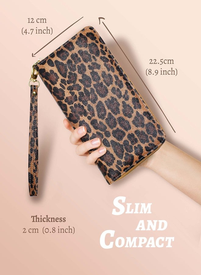 Yarnic Leopard Wallet for Women with Credit Card Holder Money Pockets Wristlet Band Wallets Case Coin Money Clip Woman Purse with RFID Blocking Large Capacity with Zipper - Image 3