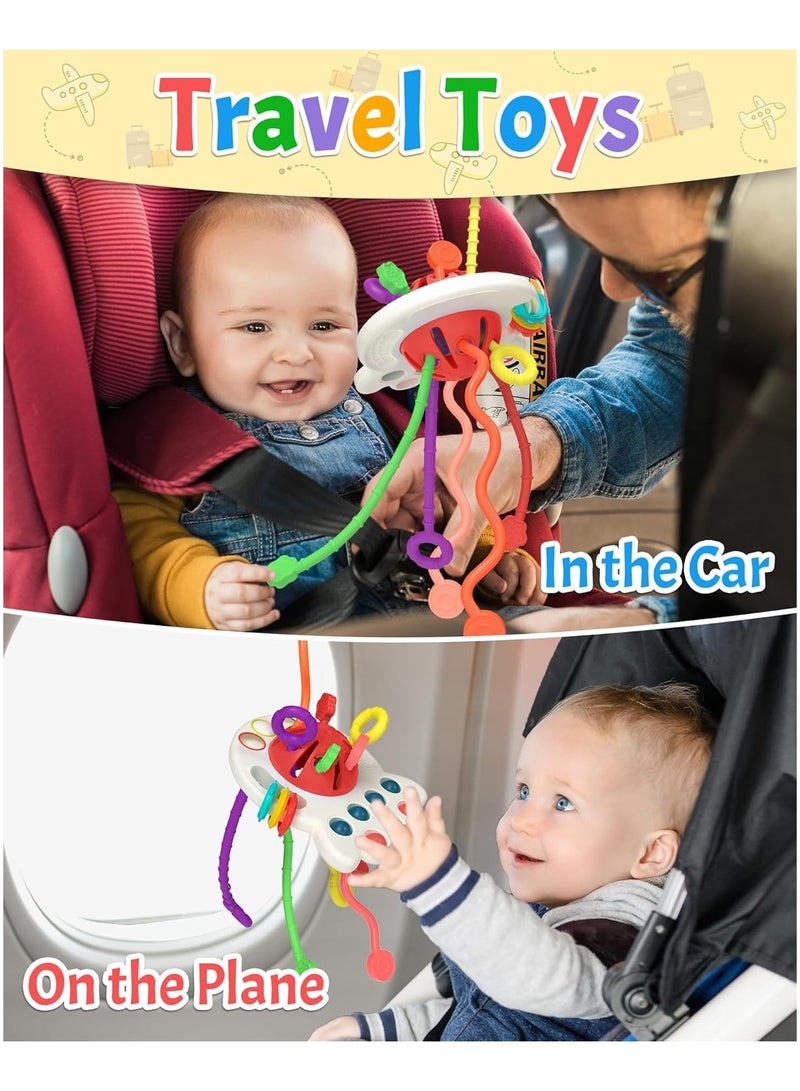 VIUAUAX لعبة مضغ قابلة للضغط للأطفال من عمر 0 ​​إلى سنة واحدة، لعبة تدريب على الإمساك والسحب، ألعاب مونتيسوري الحسية للأطفال من عمر 6 إلى 12 إلى 18 شهرًا، لعبة تسنين من السيليكون بخيط سحب، هدايا عيد ميلاد، لعبة سفر للأولاد والبنات بعمر 1 إلى 2 سنة، أطفال رضع بعمر 8 إلى 10 أشهر - Image 5