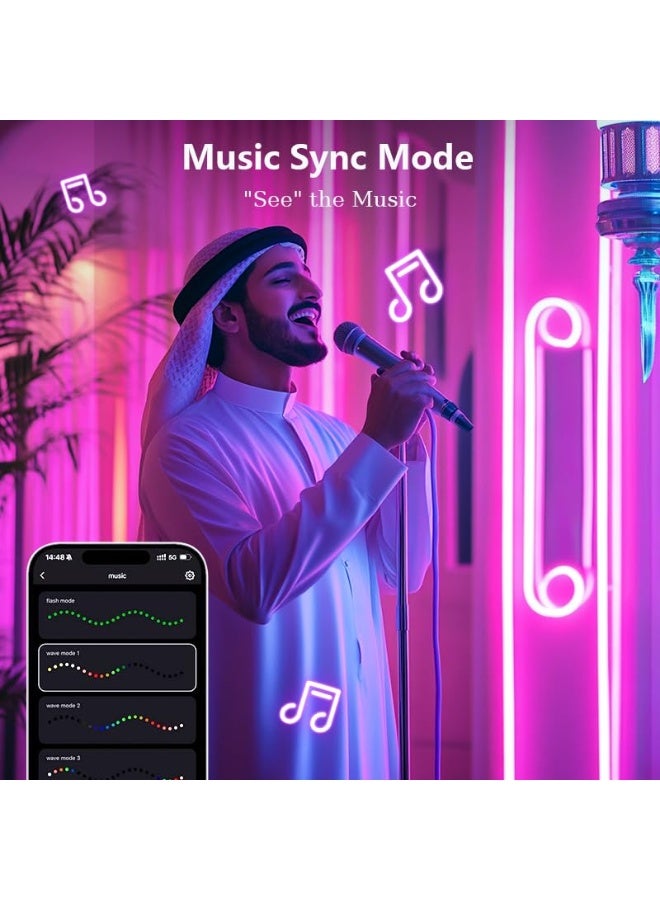 Smart Nylon LED Strip Light 5m Neon,Remote/WiFi App Control, Music Sync, RGB Color Changing Flow, Waterproof for Indoor/Outdoor Use,Living Room, Gaming Room, Bedroom, TV Backlight - Image 5