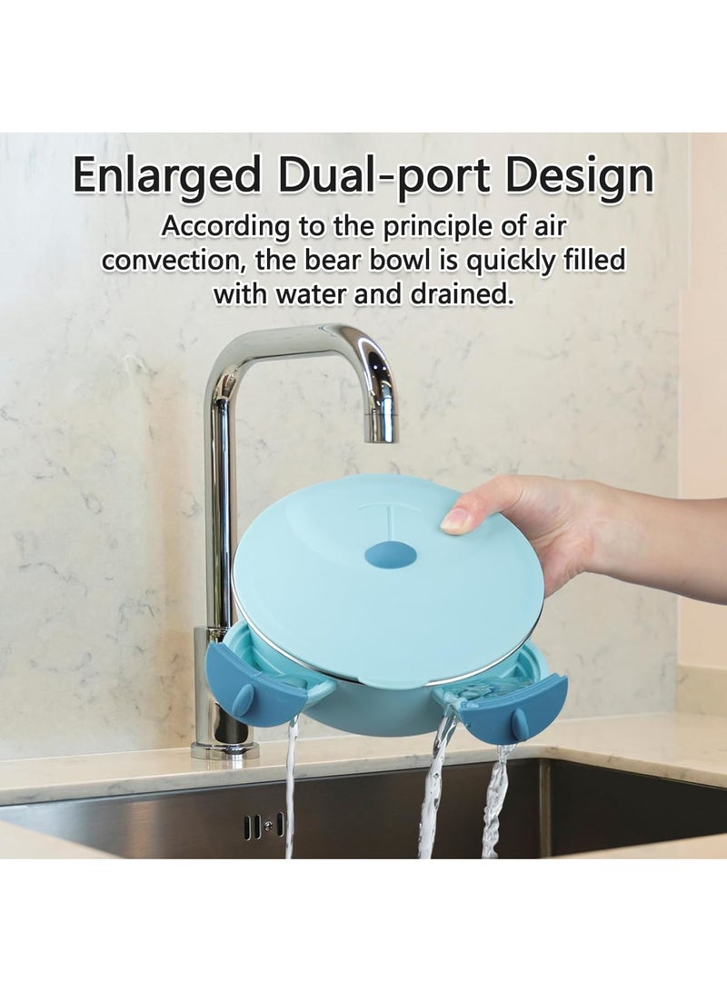 Zikra Stainless Steel Baby Feeding Bowl, Kids Plates, Toddler Suction Plate With Lid, Spoon and Fork - Perfect for Children, Blue - Image 5