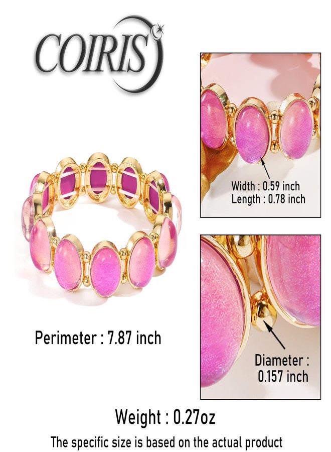 Coiris Crystal Stretch Bracelet for Women Pink Sparkle Bling Rhinestone Trendy Bracelets for Women(BR1234-Pink) - Image 4